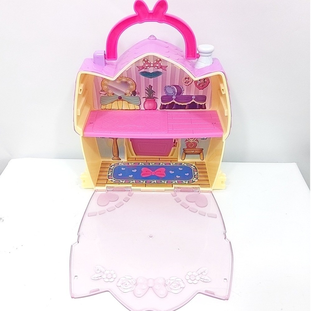 Disney Minnie Mouse Bow-Toons Sweet Apple House Pink Purple Portable Dollhouse - Picture 5 of 8